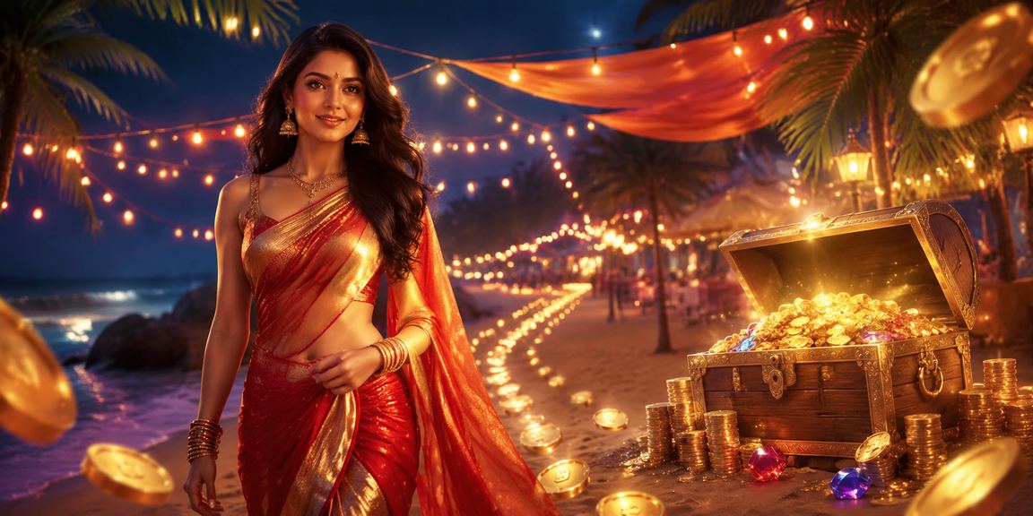 Indian woman enjoying casino app on smartphone